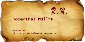 Rozenthal Márk névjegykártya
